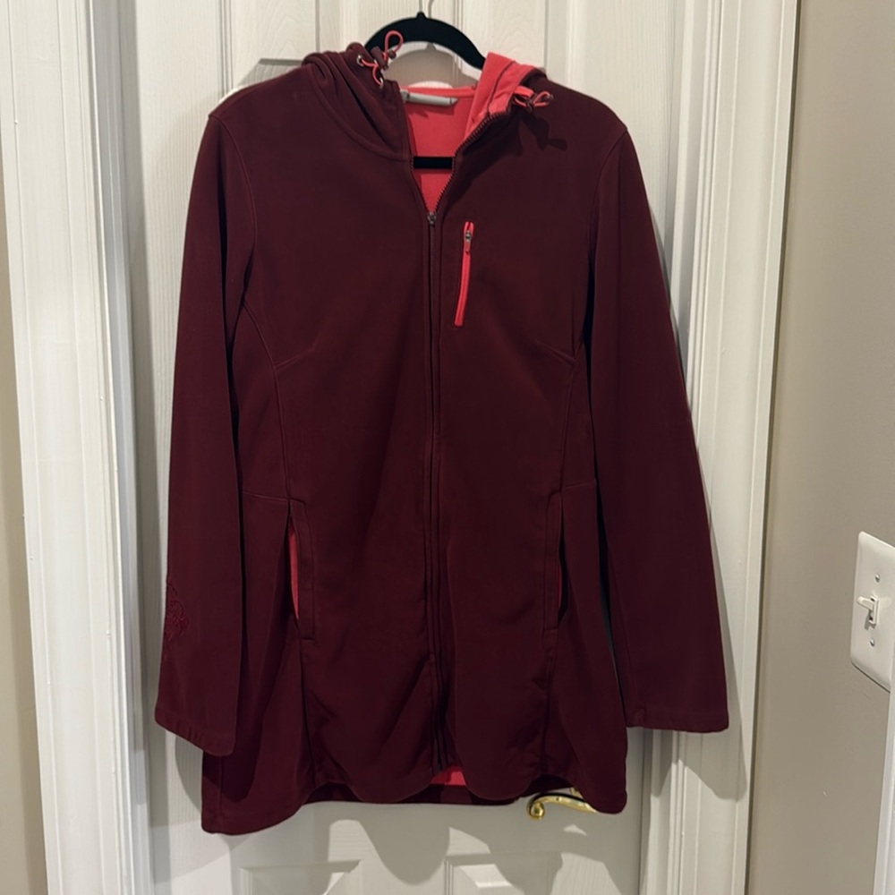 Athleta Swara Full Zip Hooded Fleece Parka Long Jacket Women’s size L